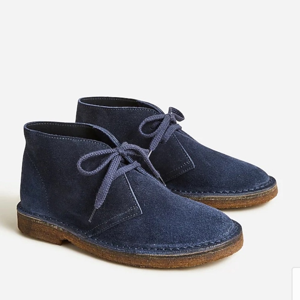 NWT J. Crew Crewcuts Boys Suede Macallister Lace Up Boots Shoes Navy Blue Sz 2